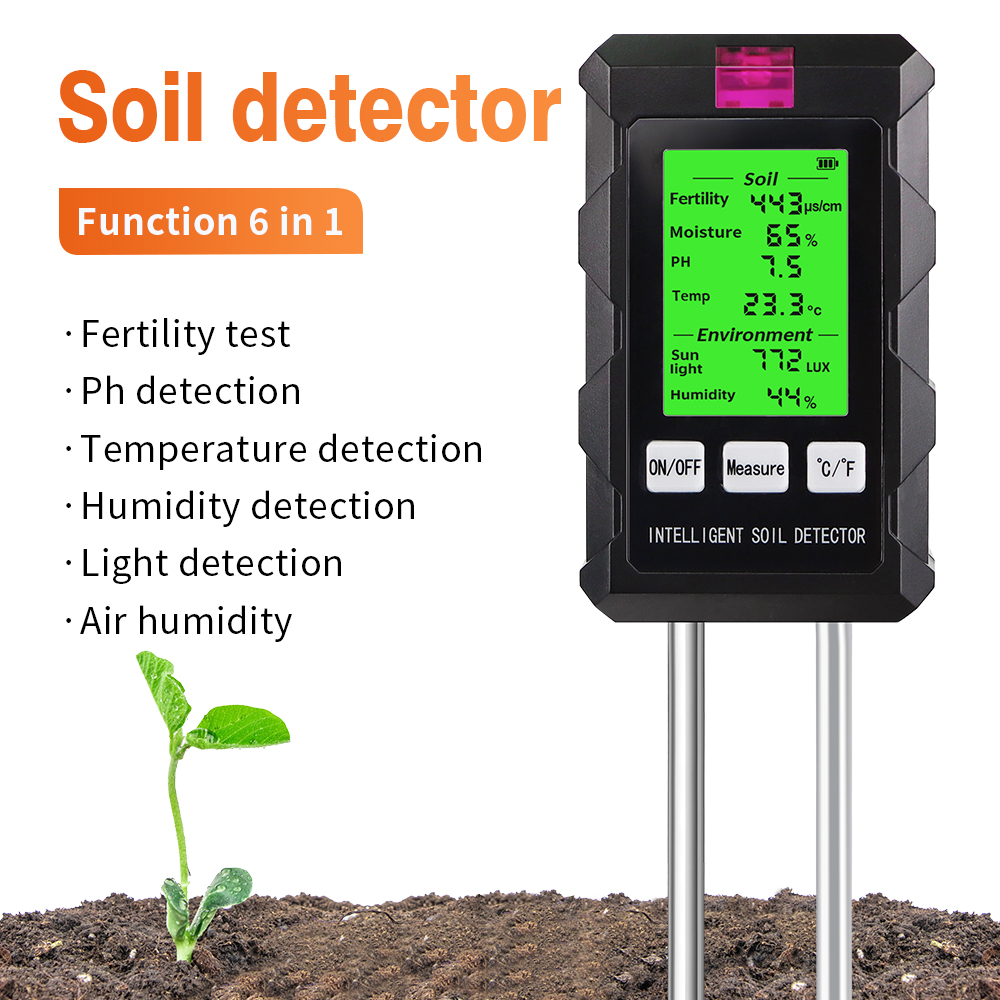 Soil Ph Meter - Цифровой тестер почвы 6 в 1,